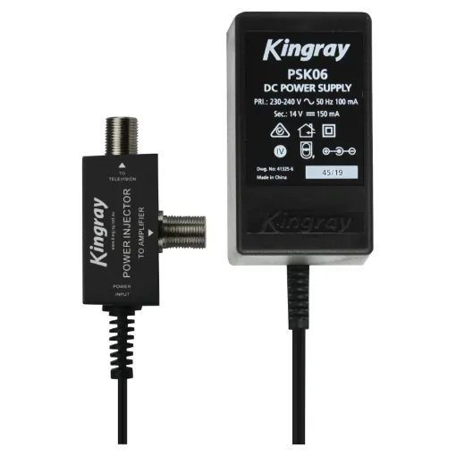 14V DC 150mA plugpack with PAL type socket arrangement designed to plug in line with Kingray range of masthead amplifiers.