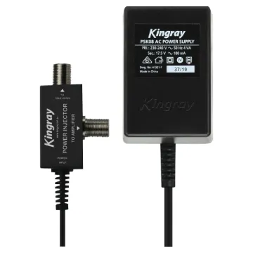 17.5V ac 100mA plugpack with PAL socket and plug arrangement designed to plug in line with Kingray range of masthead amplifiers.