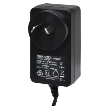12V DC, 2 Amp Switchmode Plugpack Supplied with a fixed positive to tip 2.5mm DC jack (2.5ID x 5.5OD x 10L). Compact design with high current regulated output. Energy authority approved. MEPS approved. Dimensions: 75L x 42W x 40D mm.