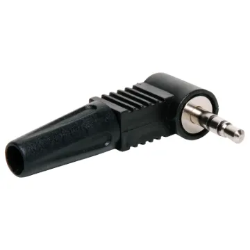3.5mm stereo 90 deg. line plug with 5mm cable entry.
