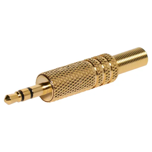3.5mm stereo jack plug. Gold.