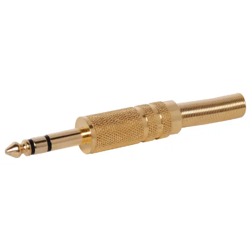Plug jack, 6.35mm Stereo. Gold