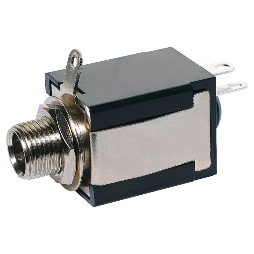 6.35mm mono chassis mount socket with SPST contact switch.
