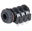 6.35mm insulated chassis mount stereo socket with switched contacts. Mounting hole 11mm dia.