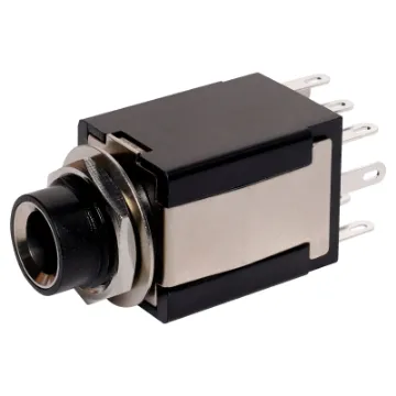 6.35mm chassis mount insulated stereo socket with DPDT 
isolated switch. Insulated from chassis.