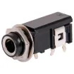 6.35mm insulated PCB mount stereo socket with SPST switched contact. Mounting hole 11mm dia.