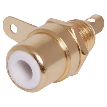 Single Hole Mount Gold RCA Socket. Mounting hole 6mm .  White
