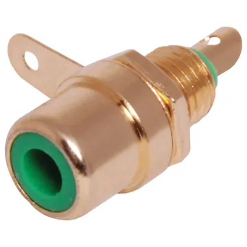 Single Hole Mount Gold RCA Socket. Mounting hole 6mm  dia.