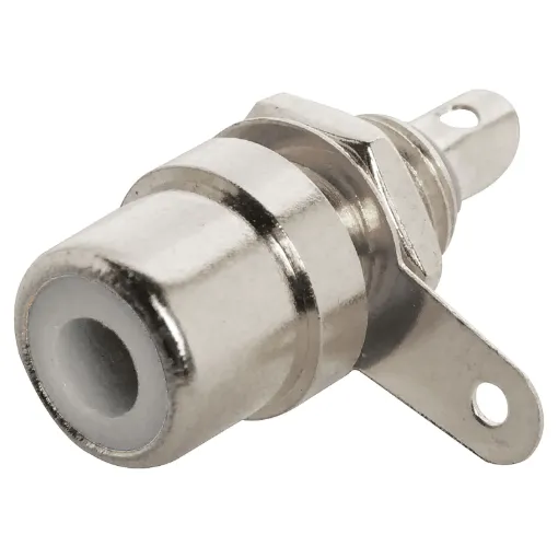 Single Hole Mount RCA Socket. Mounting hole 6mm .  White