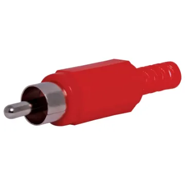 Plastic RCA line connectors with strain relief. Maximum cable entry size 5mm  dia..