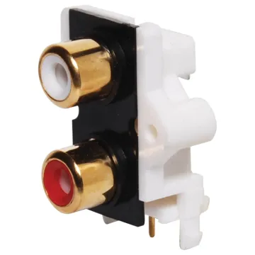 2 x 1 PCB mount RCA sockets. Gold plated contacts.