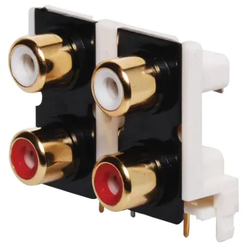 2 x 2 PCB mount RCA sockets. Gold plated contacts.