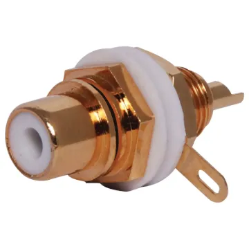 Gold plated single hole mount sockets. Insulated from chassis. Mounting hole 9.4mm . Black identifying stripe