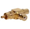 RCA Male to 2 RCA Female Right Angle Adapter.