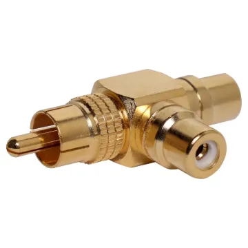 RCA Male to 2 RCA Female Right Angle Adapter.