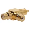 RCA Male to 2 RCA Female Right Angle Adapter.