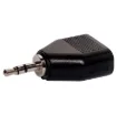 Male 3.5mm stereo jack to two female 3.5mm jacks.