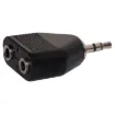 Male 3.5mm stereo jack to two female 3.5mm jacks.