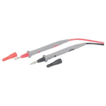 Shrouded banana plugs and soft rubber construction. Cat 3 1KV 10A approved. Strain relief at both ends for long service life. Test pins have a unique banana plug end allowing them to be plugged into test equipment easily.