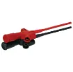 Test lead set featuring a spring loaded hook connection for reliable & accurate hands free testing. Clips detach from the included banana plug leads. Cat III 1000V. Sold in black & red pair. Requires P 0414 leads for DMM connection.