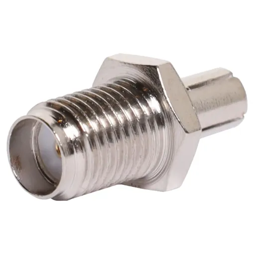 SMA female to TS-9 type male adaptor for connection between TS-9 type connection leads and SMA equipment.