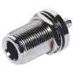 Panel Mount socket  to suit RG58U coax. Crimp connection.
As used in RF 2-way radio communications equipment. Requires 15mm panel hole.