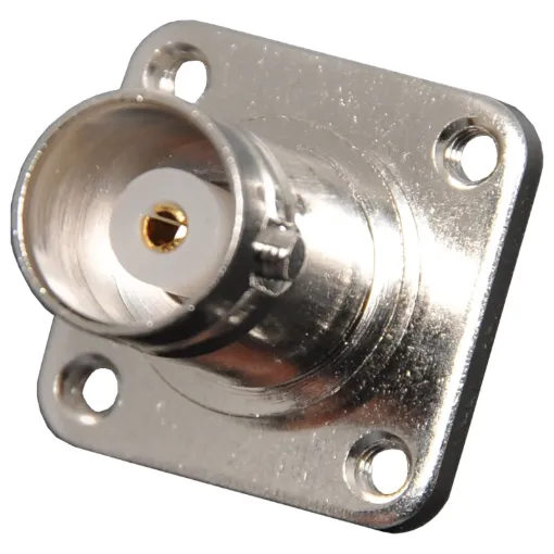 Chassis mount. Suits RG58 coax. 4 x 2mm Tapped holes, Chassis hole 12mm  dia..