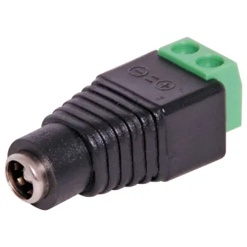 Two way screw terminal to 2.5mm Male DC socket.