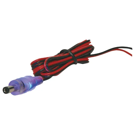 A 2.1mm DC plug featuring LEDs which sense the polarity of the power connection. The plug lights up blue for correct DC polarity, red for incorrect DC polarity and purple for AC voltage. Ideal for connecting power to cameras at the end of cable runs. 5-30
