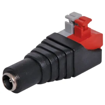 Two way spring terminal to 2.1mm Male DC socket.