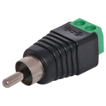 An RCA plug with a 2.54mm pitch 2 way screw terminal mounted on the rear. Perfect for when there is no soldering iron handy.