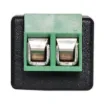 An RCA socket with a 2.54mm pitch 2 way screw terminal mounted on the rear. Perfect for when there is no soldering iron handy.