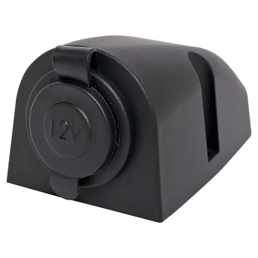 A surface mount socket with rubber cap to prevent dust buildup. Includes rubber seal for base and mounting hardware. 87L x 48H x 55Wmm. 6.3mm spade  terminals. Will lock when mated with P 0662
