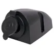 A surface mount socket with rubber cap to prevent dust buildup. Includes rubber seal for base and mounting hardware. 87L x 48H x 55Wmm. 6.3mm spade  terminals. Will lock when mated with P 0662