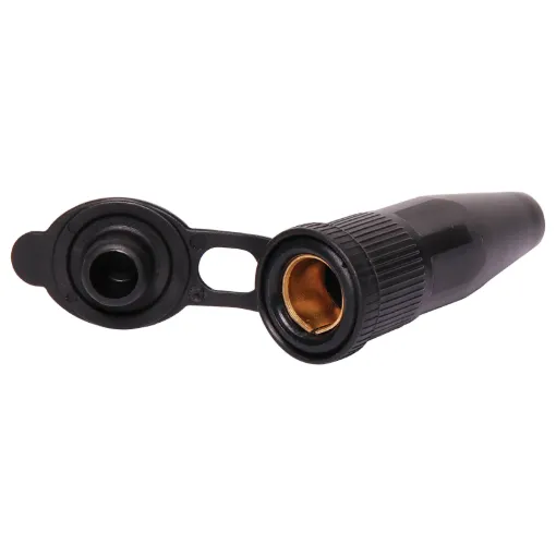 As used in many 4WD, RV and caravans. Ideal connector for DC power in vehicles. Rated at 8A (contacts rated at 16A). Cable entry 7.5mm. Both fitted with 6.4mm spade connectors.
