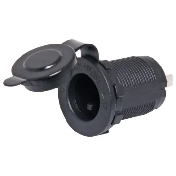 Engel&reg &lsquoPosi-Fit&rsquo style socket to suit Engel&reg fridges. Designed to fit P 0680 or P 0681, but can also be used standalone. 28mm mounting hole. Protective rubber cap. Thread length 19mm (max material thickness).
