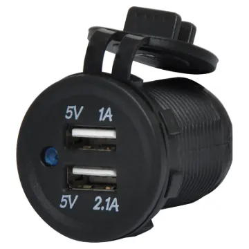 Connects directly to 12V with included flyleads. Fitted with rubber cap to prevent moisture and dust ingress. 3.1A DC max current (shared between the two USB ports). Waterproof, heat resistant and oil proof. Ideal for a range of electronic goods.