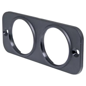 A flush panel mount facia with two holes suitable for mounting P 0675 car accessory socket, P 0677 dual usb charger and P 0672 volt meter. 105W x 43Hmm.