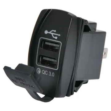 Connects directly to 12-24V with i6.8mm spade terminals. Fitted with rubber cap to prevent moisture and dust ingress. Designed to mount directly in a modern dashboard blanking panel.