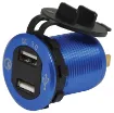 Offers QuickCharge 3.0 compatibility from both ports. Stylish blue aluminium finish with central LED volt meter. 29mm mounting hole. 30mm thread length.