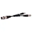 3 pin XLR female to dual 3 pin XLR male plugs. Ideal for feeding one signal into two amplifiers.