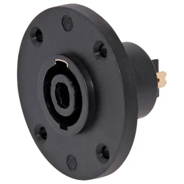 Heavy duty 4 pin connectors as used on professional amplifiers and speaker boxes. Handles up to 30A current and both accept up to 8mm cable diameter.