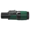 The Neutrik NL4FXX-W-S 4-pole speakON cable connector has a screw terminal assembly and chuck type strain relief for cable diameters 6 to 12 mm.
