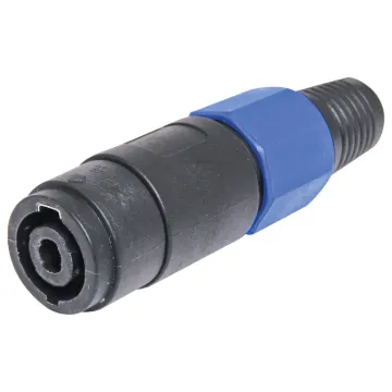 Heavy duty 4 pin plug as used on professional amplifiers and speaker boxes. Handles up to 30A current. Accepts up to 8mm dia. cable.