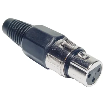 These XLR style connectors feature sturdy metal construction, high quality contact inserts and strain relief grommets on the line connectors. The plugs have an internal sleeve which tightens around the cable as the plug is screwed together, securing the c