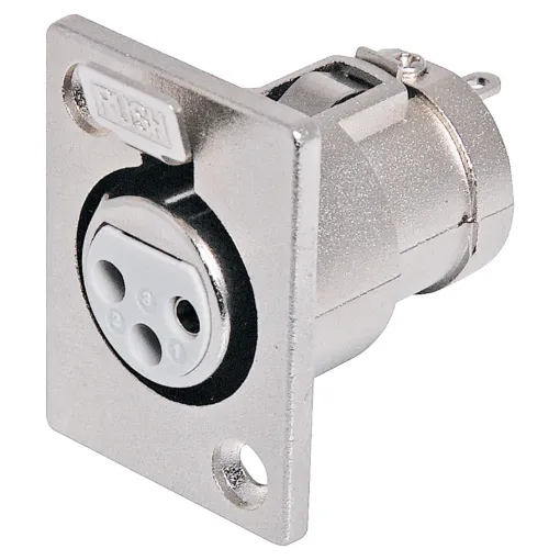 These XLR style connectors feature sturdy metal construction, high quality contact inserts and strain relief grommets on the line connectors. The plugs have an internal sleeve which tightens around the cable as the plug is screwed together, securing the c