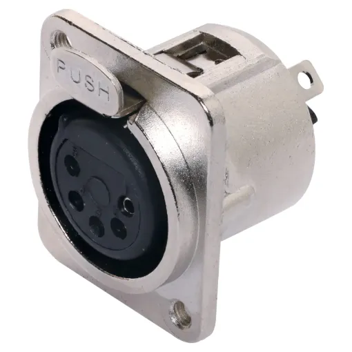 5 Pin XLR Chasiss. These XLR style connectors feature sturdy metal construction.
