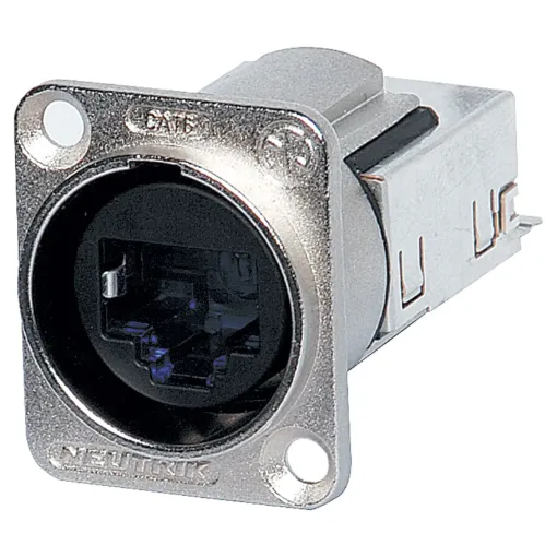 D series shielded Cat6 RJ45 chassis connector. 

NE8FDY-C6