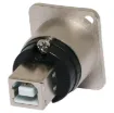 Type A to type B back to back USB connections. 

USB internal mechanism is reversible. This allows either type A or type B socket connection on the front or rear of the connector as desired. 

Conforms to standard D series mounting dimensions.
