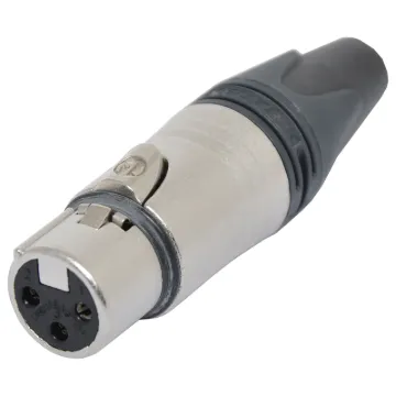 Neutrik 3 Pin Line XLR female connector. 

Neutrik connectors are made from rugged diecast aluminium and are designed to be compact yet stand up to the rigours of everyday use. Connector assembly is designed to be as simple as possible, saving you time